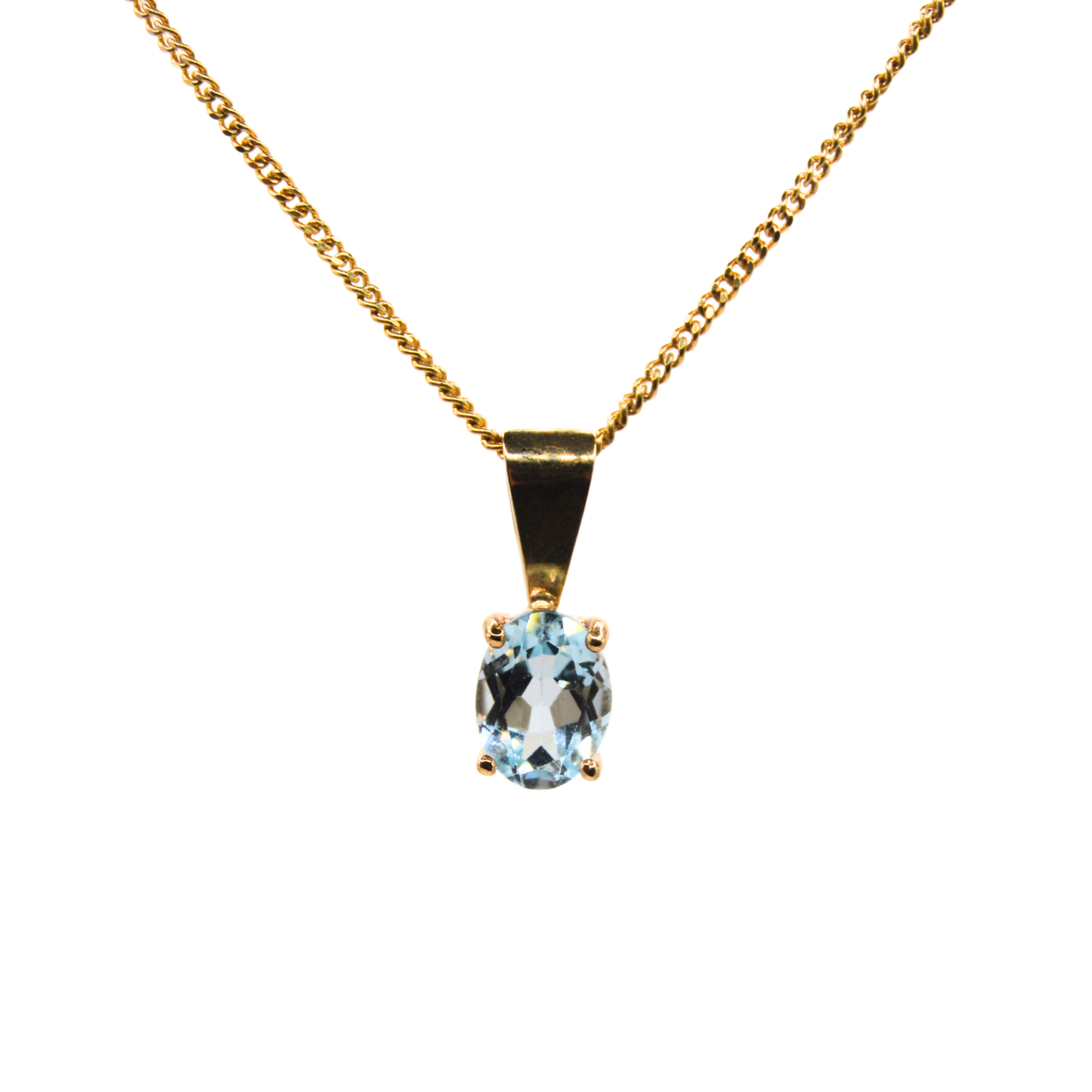 9ct Yellow Gold Sky Blue Topaz Pendant