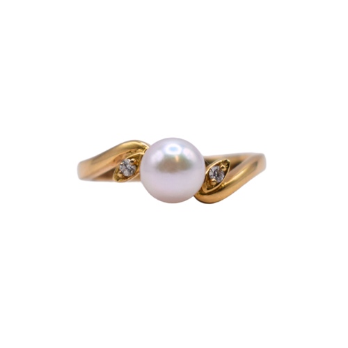 Pearl & Diamond Dress Ring In 18ct Yellow Gold