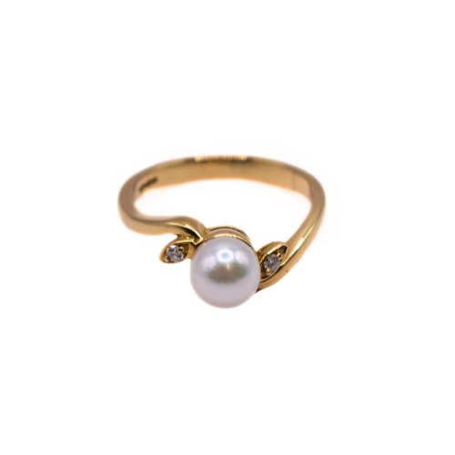 Pearl & Diamond Dress Ring In 18ct Yellow Gold