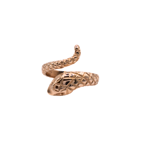 Open Engraved Snake Ring In 9ct Yellow Gold