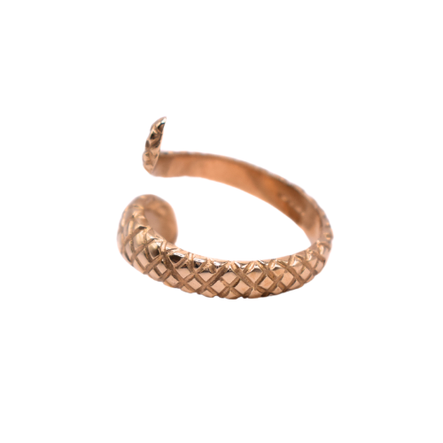 Open Engraved Snake Ring In 9ct Yellow Gold