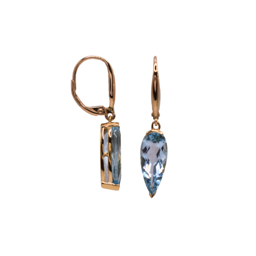 Blue Topaz Dropper Earrings In 18ct Yellow Gold