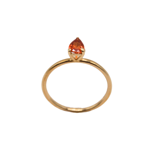 9ct Yellow Gold Pear Cut Orange Sapphire Ring