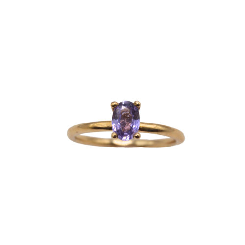 9ct Yellow Gold Oval Cut Purple Sapphire Ring