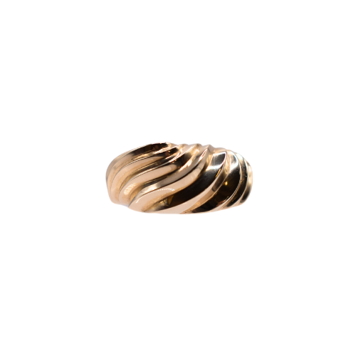 Ridged Style Dress Ring In 9ct Yellow Gold