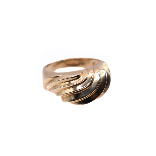 Ridged Style Dress Ring In 9ct Yellow Gold