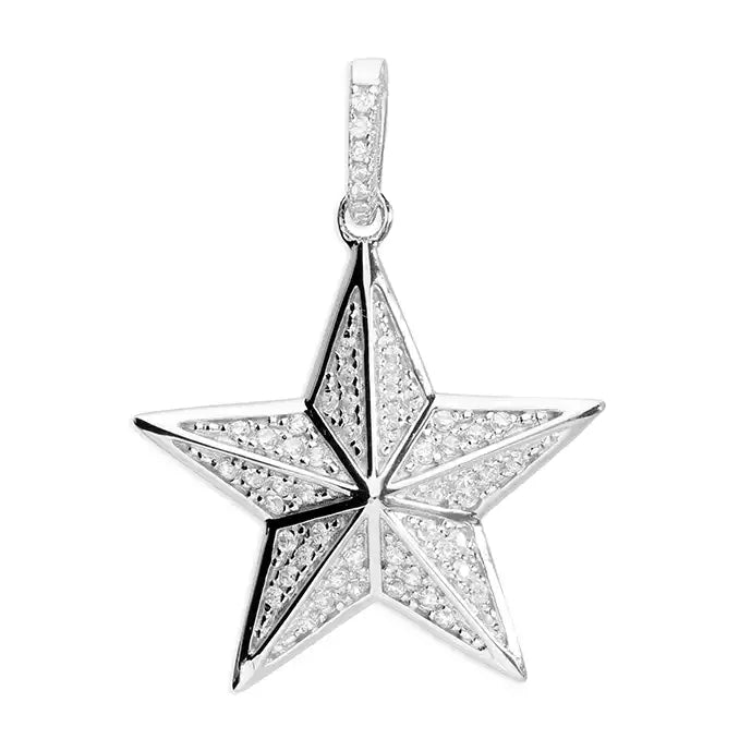 Cubic Zirconia Star Pendant In Silver