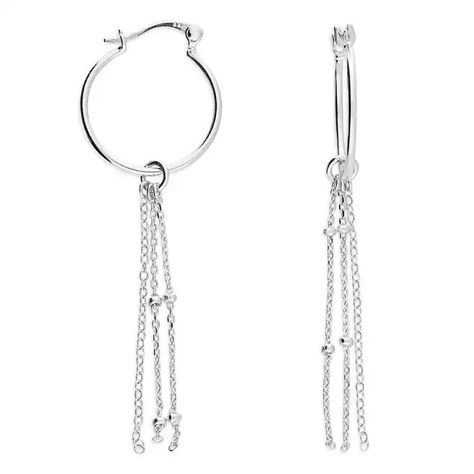 Chain Link Drop Top-hinged Hoop In Silver