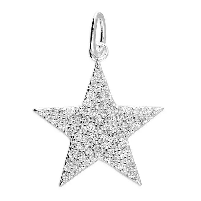 Cubic Zirconia Star Pendant In Silver