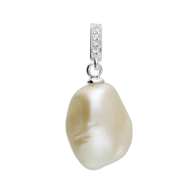 Pearl And Cubic Zirconia Pendant In Silver