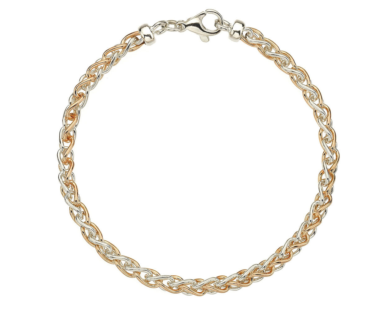 Two Tone Spiga Bracelet - 7.5" Or 19cm - 9ct White & Rose Gold