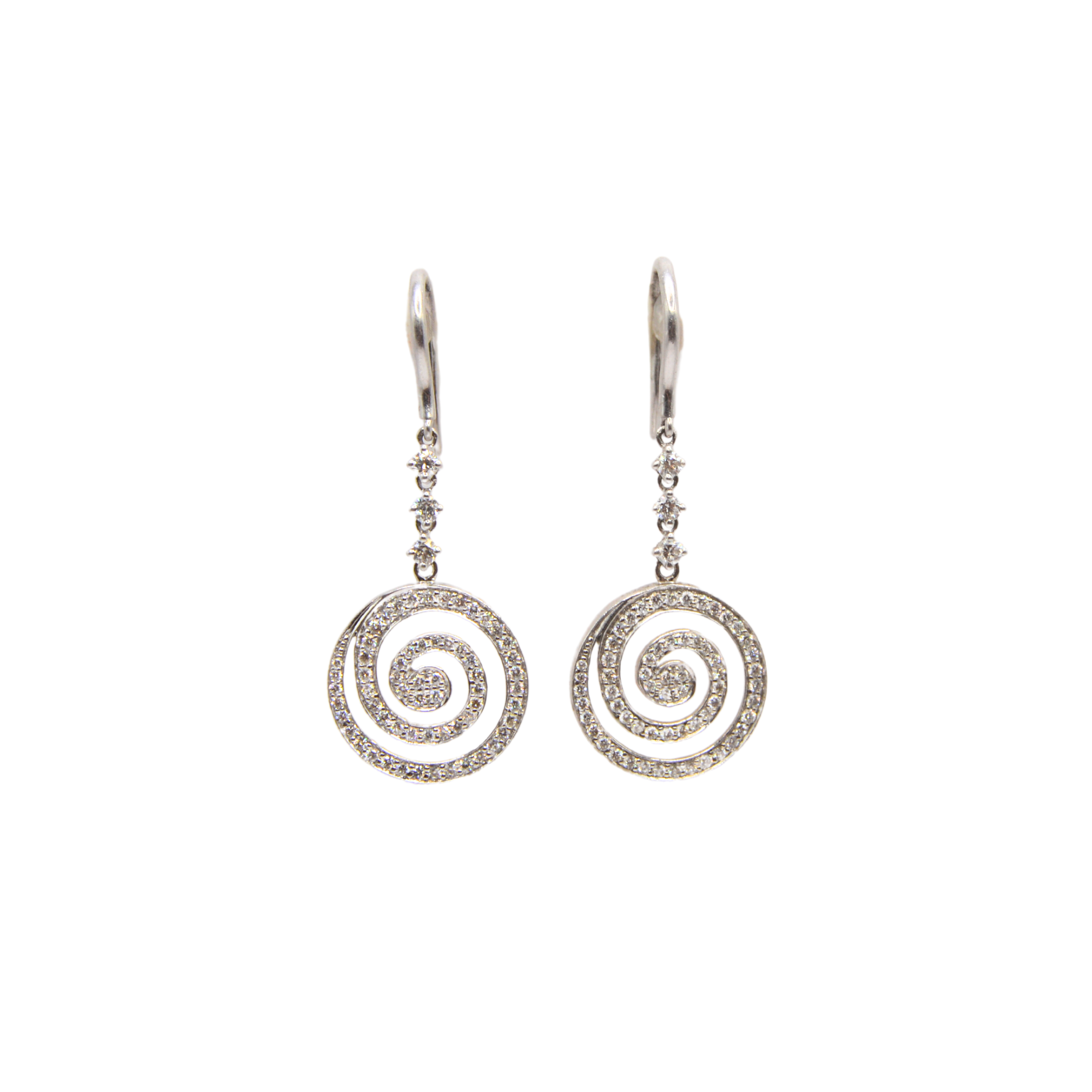 18ct White Gold Diamond Swirl Design Earrings