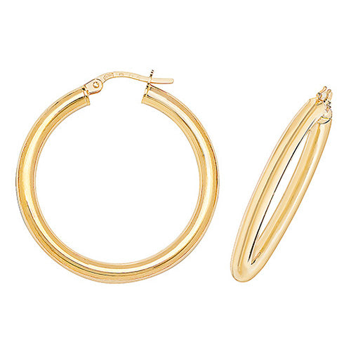 Plain Hoop Earrings in 9ct Yellow Gold