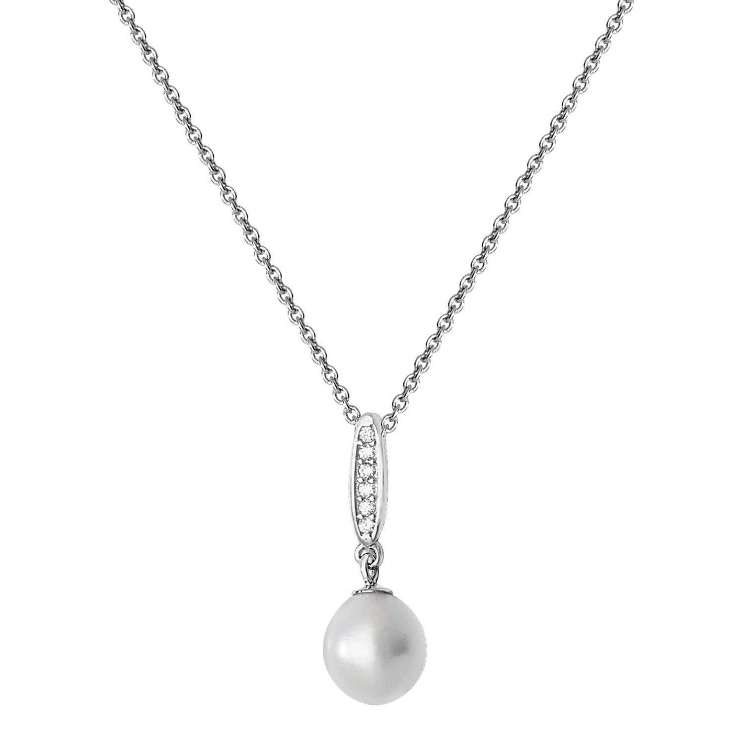 Pearl And Cubic Zirconia Set Necklace In Silver