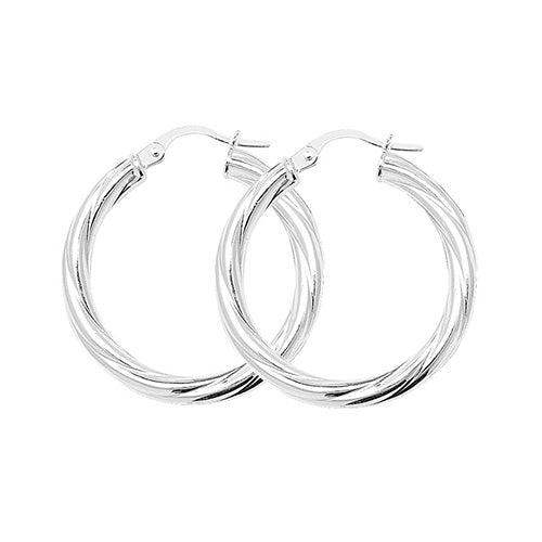 Twisted Hoops In Silver