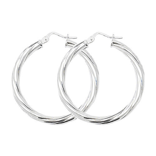 Twisted Hoops In Silver