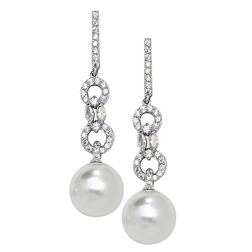 Pearl And Cubic Zirconia Detailed Droppers In Silver