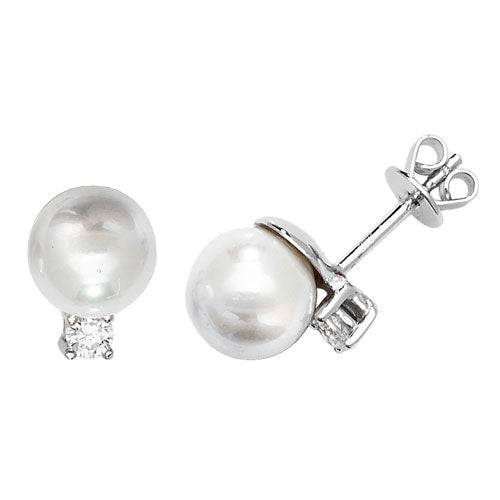 Pearl And Cubic Zirconia Studs In Silver