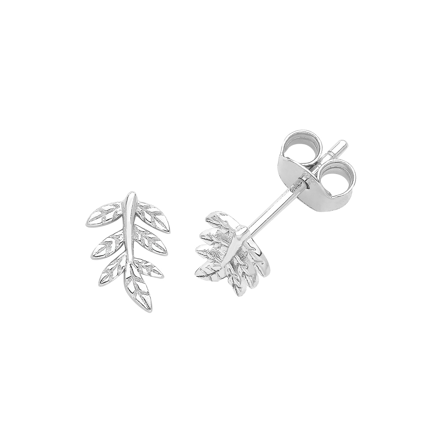 Leaf Studs In Silver