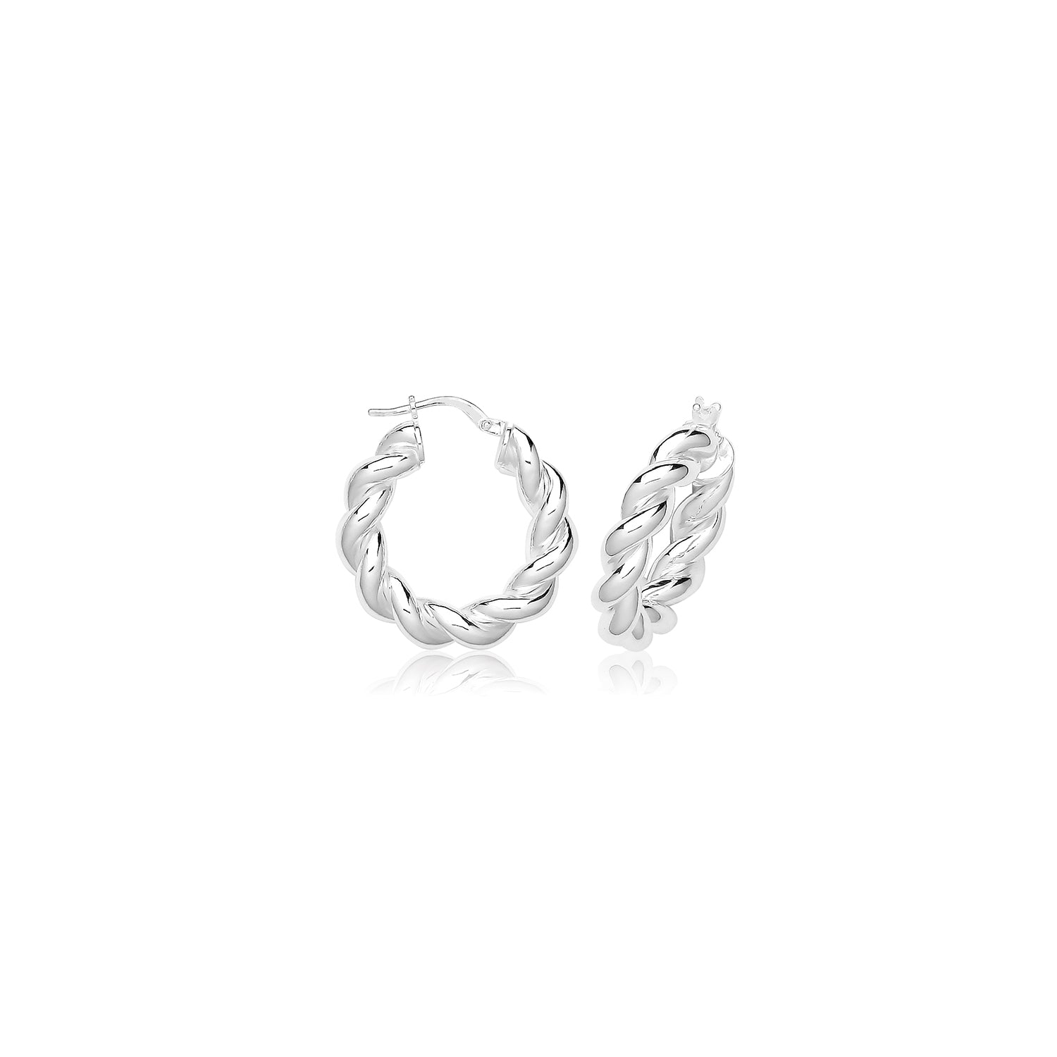 Double Strand Twisted Hoops In Silver