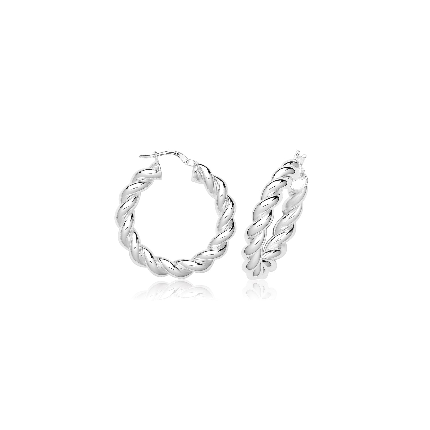 Double Strand Twisted Hoops In Silver