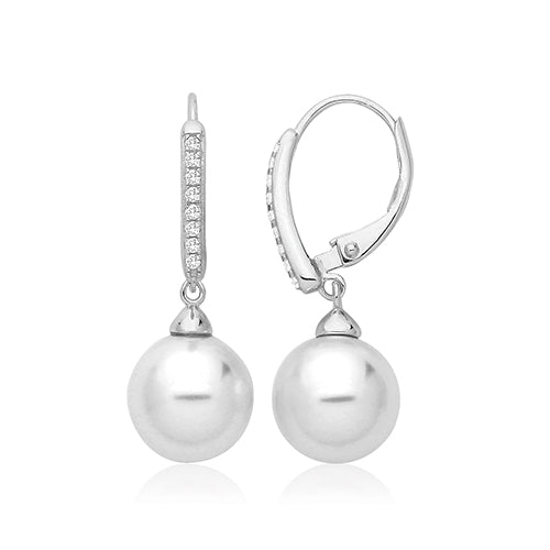 Pearl And Cubic Zirconia Earrings In Silver