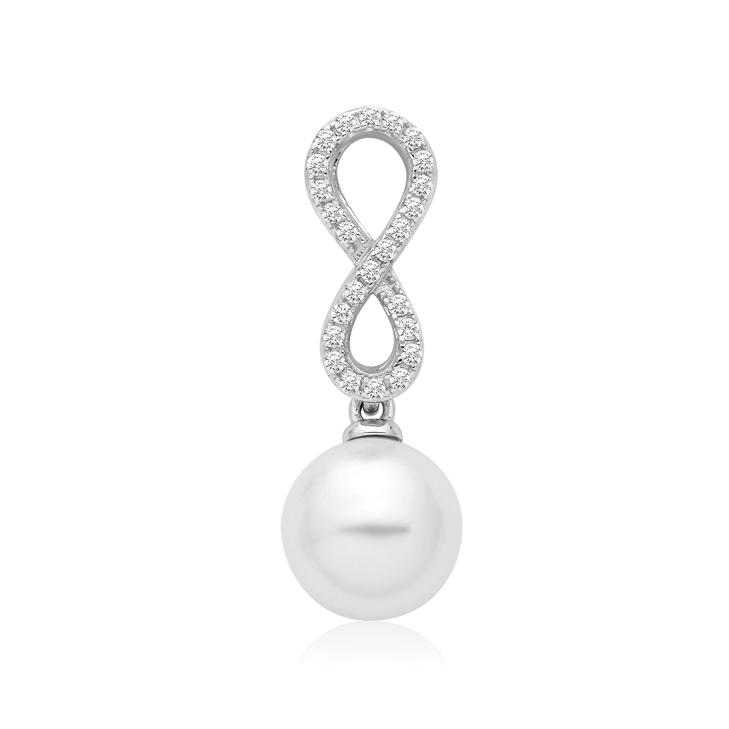 Infinity Cubic Zirconia And Pearl Pendant