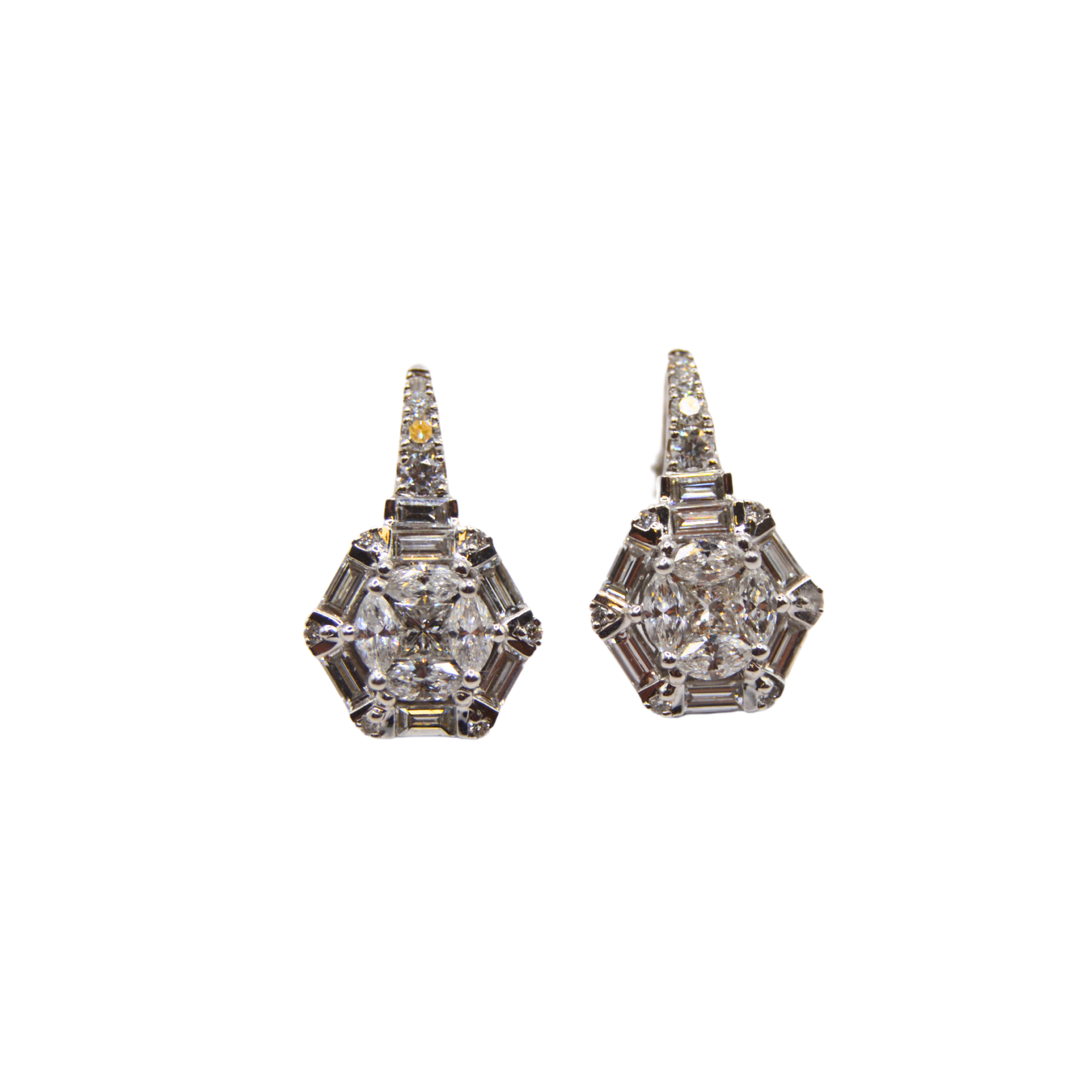 18ct White Gold Diamond Fancy Abstract Design Earrings