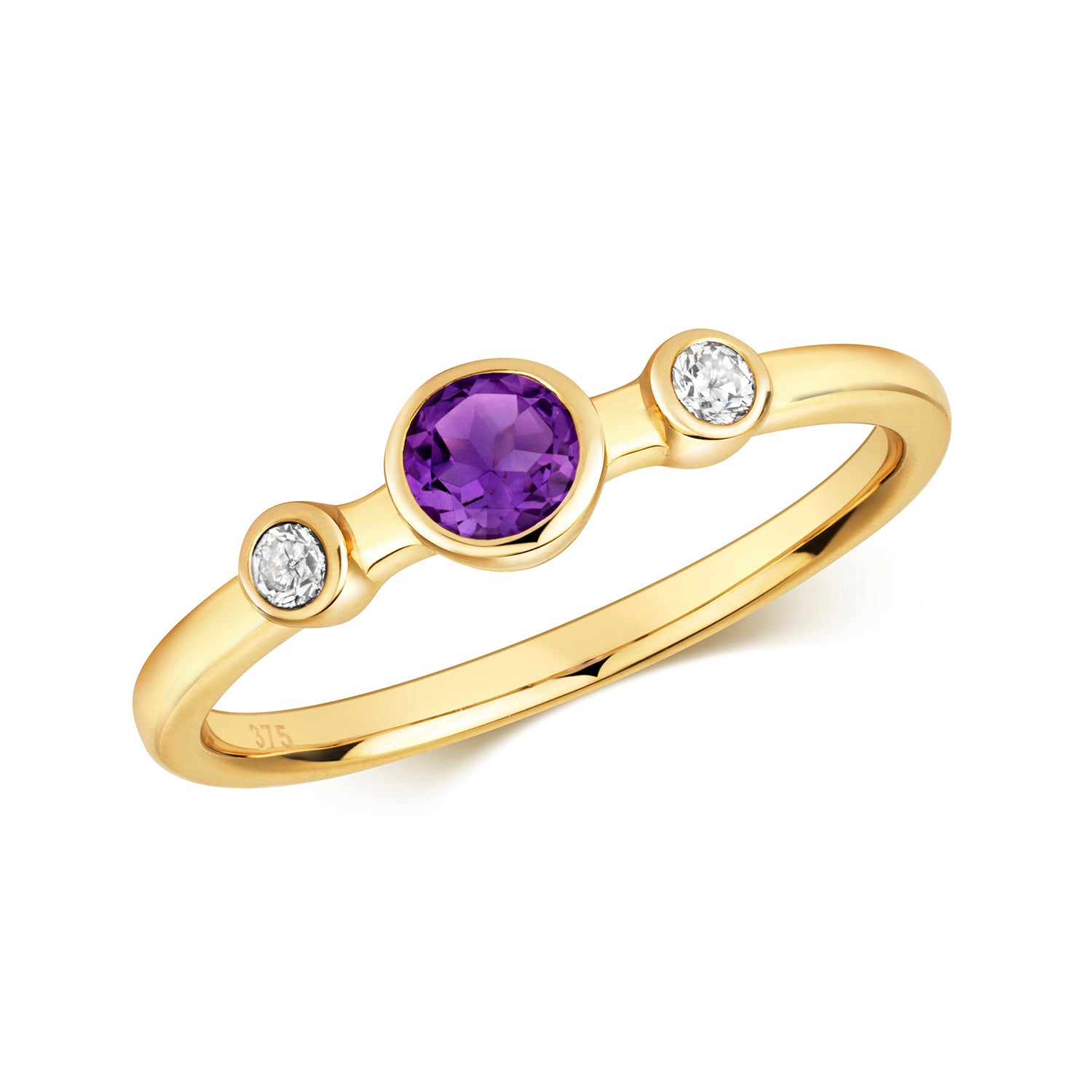 9ct Gold Round Diamond & Gemstone Ring - Pick Your Gemstone