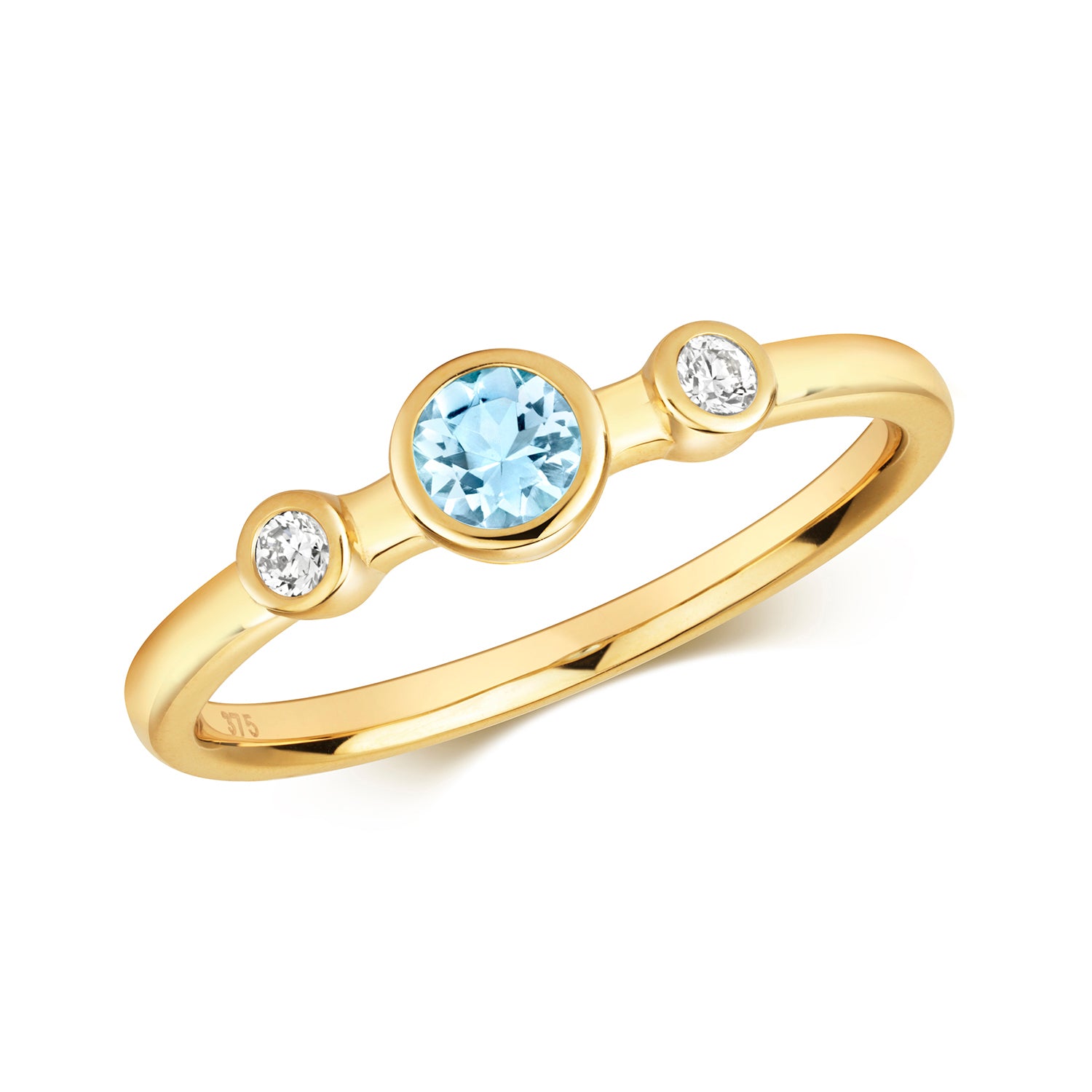 9ct Gold Round Diamond & Gemstone Ring - Pick Your Gemstone