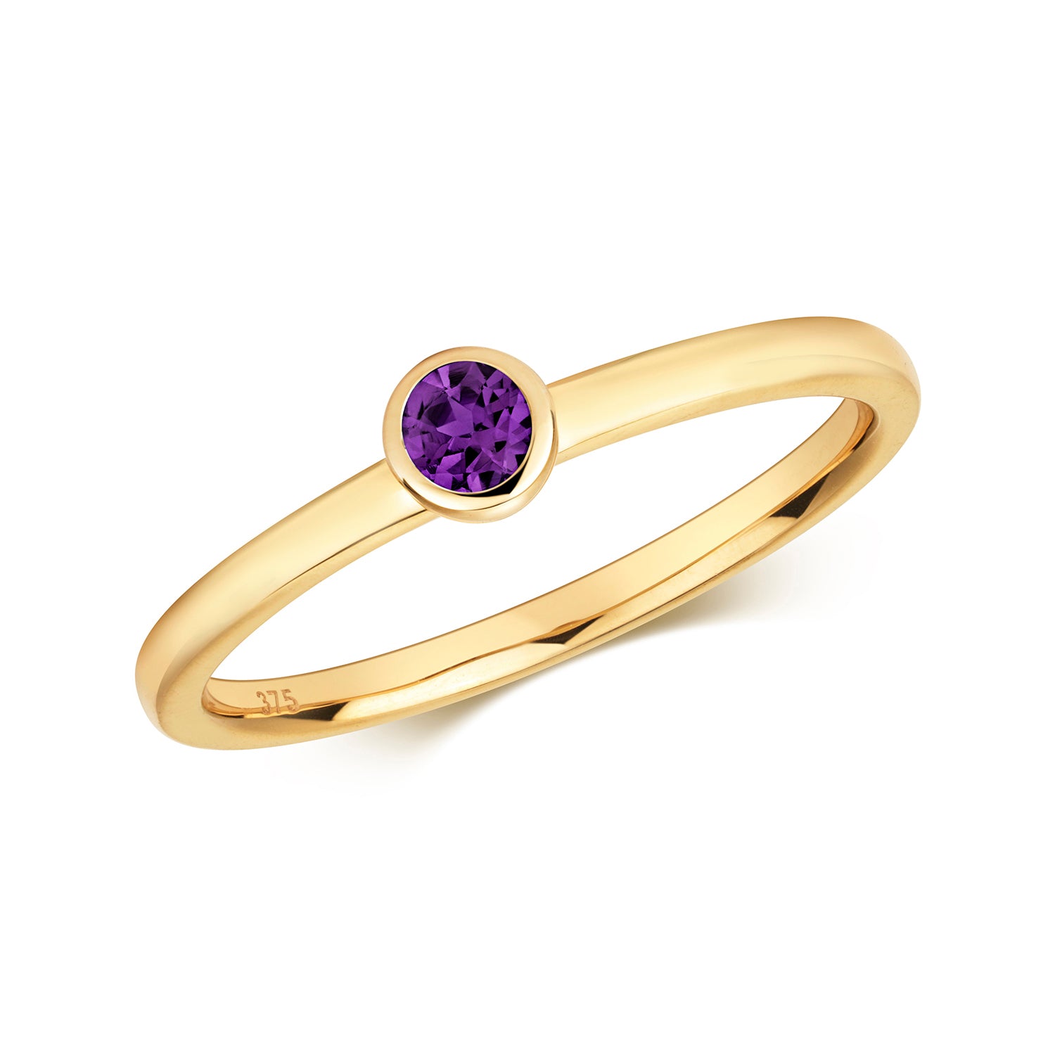 9ct Gold Round Gemstone Ring - Pick Your Gemstone